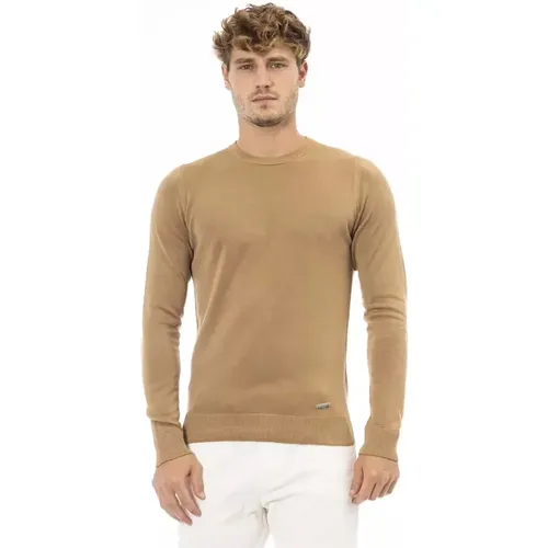 Beiger Modal Pullover mit Rundhalsausschnitt , Herren, Größe: XL - Baldinini - Modalova