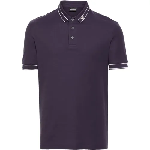 Lila Polo Shirt mit Logo-Detail , Herren, Größe: M - Emporio Armani - Modalova