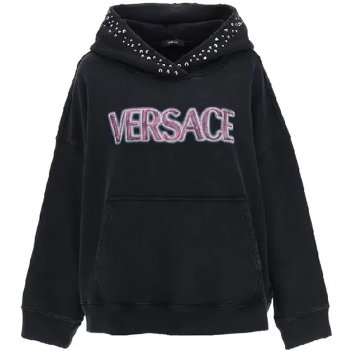 Cotton Logo Sweatshirt , female, Sizes: 2XS - Versace - Modalova