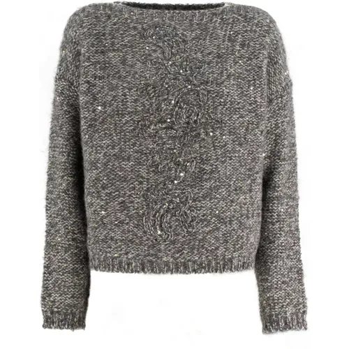 Sequin Embellished Wool Crewneck Sweater , female, Sizes: S, M - Ermanno Scervino - Modalova