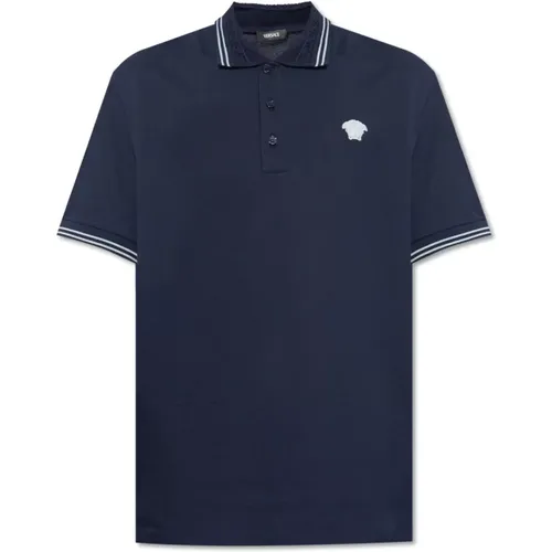 Cotton polo shirt , male, Sizes: L, XL - Versace - Modalova