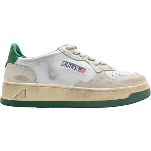 Vintage Low Top Sneakers Weiß/Grün , Damen, Größe: 36 EU - Autry - Modalova