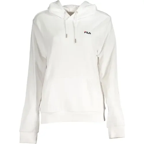 Weiße Baumwollkapuzenpullover mit gesticktem Logo , Damen, Größe: S - Fila - Modalova