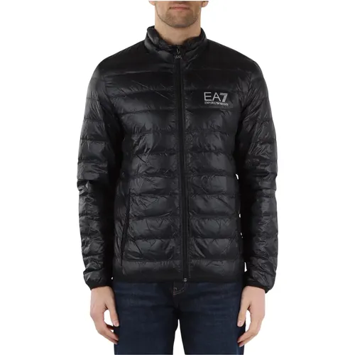 Quilted Logo Print Down Jacket , male, Sizes: 2XL, L, XL, M - Emporio Armani EA7 - Modalova