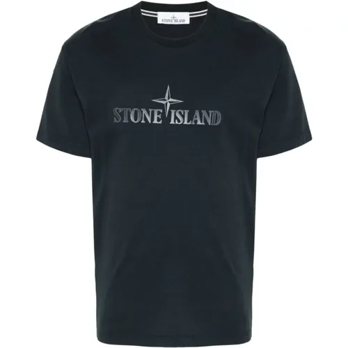 Blaue T-Shirts und Polos , Herren, Größe: M - Stone Island - Modalova