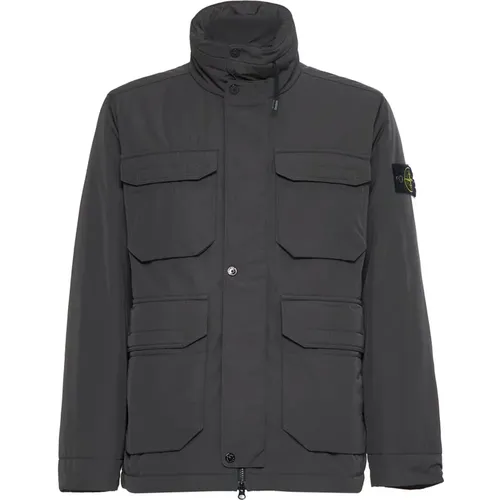 Anthracite Winter Coats , male, Sizes: L - Stone Island - Modalova