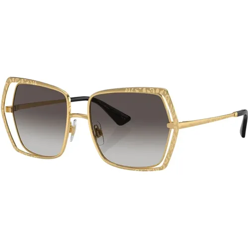 Butterfly Oversize Sunglasses Gold Gray , female, Sizes: 55 MM - Dolce & Gabbana - Modalova