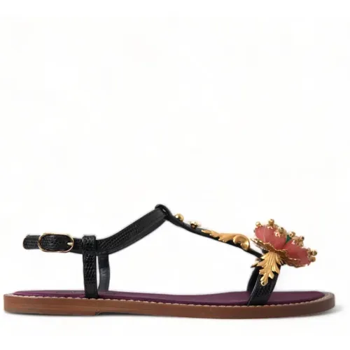 Flat Sandalen , Damen, Größe: 37 EU - Dolce & Gabbana - Modalova