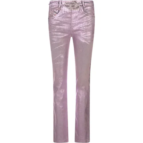 Slim Jeans Crystal-Studded Logo , female, Sizes: W26, W30, W28 - Diesel - Modalova