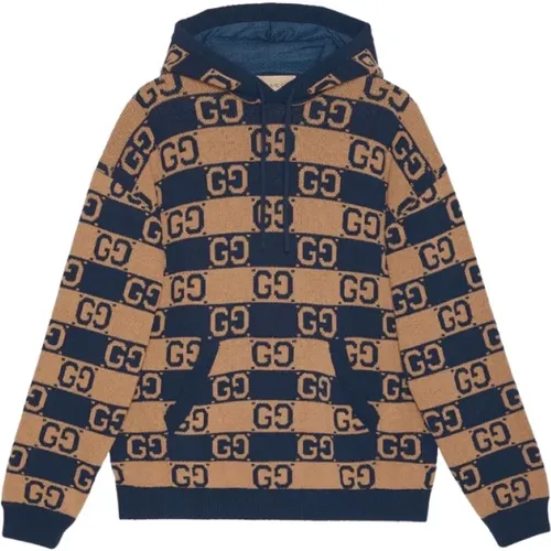 Supreme GG intarsia-knit hoodie , male, Sizes: L - Gucci - Modalova