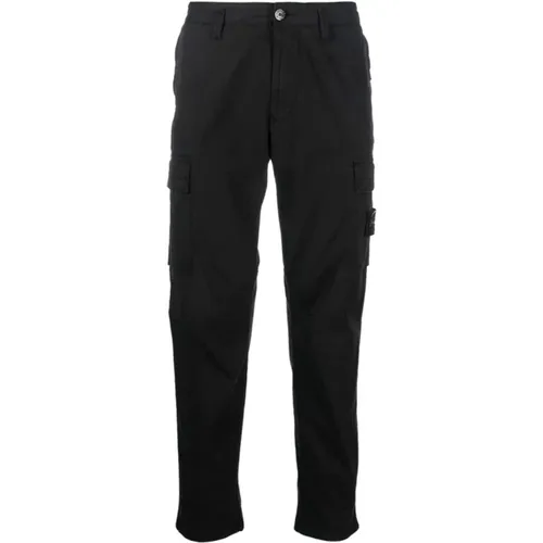 Schwarze Cargo Hose aus Superior Pima Baumwolle , Herren, Größe: W33 - Stone Island - Modalova