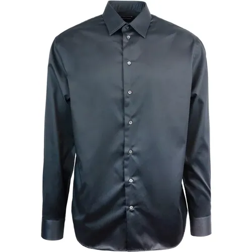 Cotton Stretch Shirt , male, Sizes: L, M, 2XL, XL, 3XL - Emporio Armani - Modalova