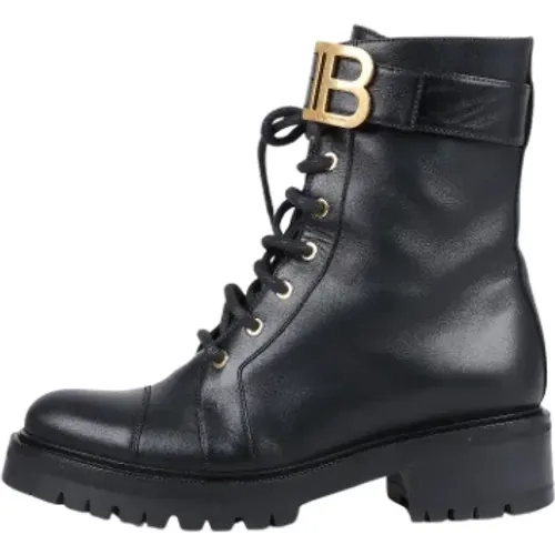 Pre-owned Leather boots , female, Sizes: 7 UK - Balmain Pre-owned - Modalova