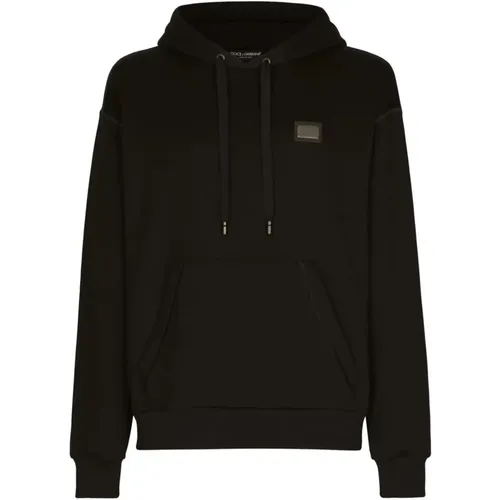 Schwarze Pullover mit Kapuze , Herren, Größe: M - Dolce & Gabbana - Modalova