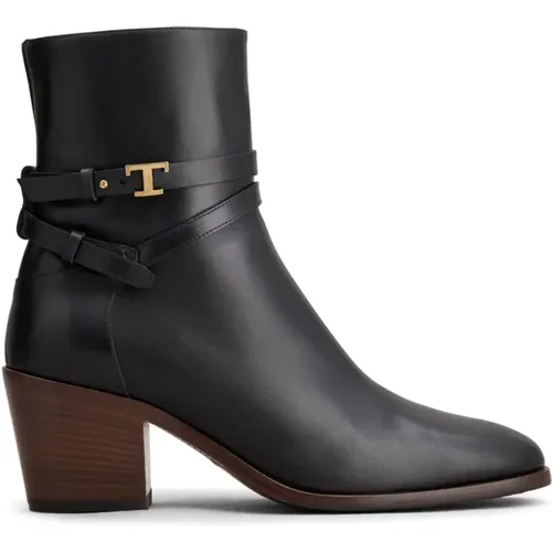 Logo-Plaque Leather Ankle Boots , female, Sizes: 7 UK - TOD'S - Modalova