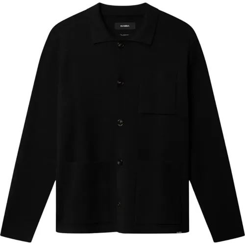 Schwarze Strickjacke mit Taschen , Herren, Größe: 2XL - Gabba - Modalova