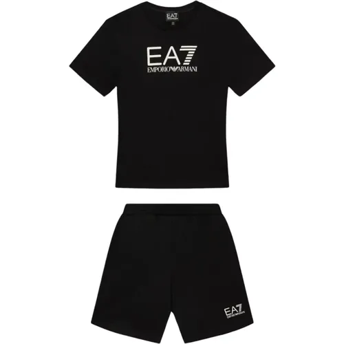 Kinder Baumwoll T-Shirt und Shorts Set - Emporio Armani EA7 - Modalova