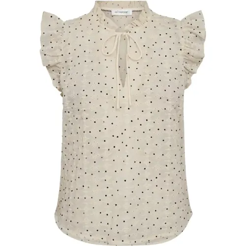 Mini Dot Top Blouse with Ruffle Sleeves , female, Sizes: L - Co'Couture - Modalova