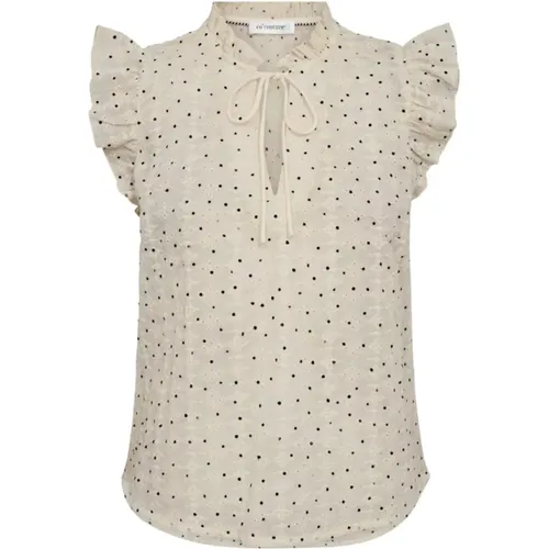 Mini Dot Top Blouse with Ruffle Sleeves , female, Sizes: L, M, XL, S - Co'Couture - Modalova