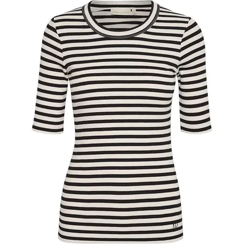 Striped T-Shirt Top in Black/Whisper White , female, Sizes: 2XL, 3XL, XL, 2XS, S, L, XS, M - InWear - Modalova