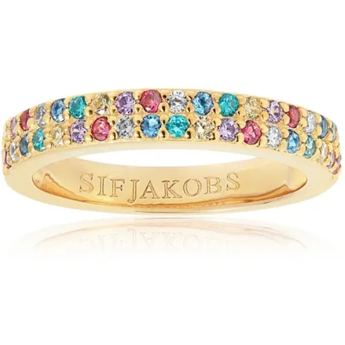 Vergoldeter Multicolor-Zirkonia-Ring , Damen, Größe: 56 MM - Sif Jakobs Jewellery - Modalova