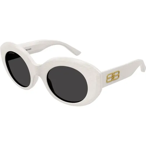 Weiße/Graue Sonnenbrille , Damen, Größe: 52 MM - Balenciaga - Modalova