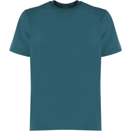Petroleum Cotton Crewneck T-shirts and Polos , male, Sizes: S - Zanone - Modalova