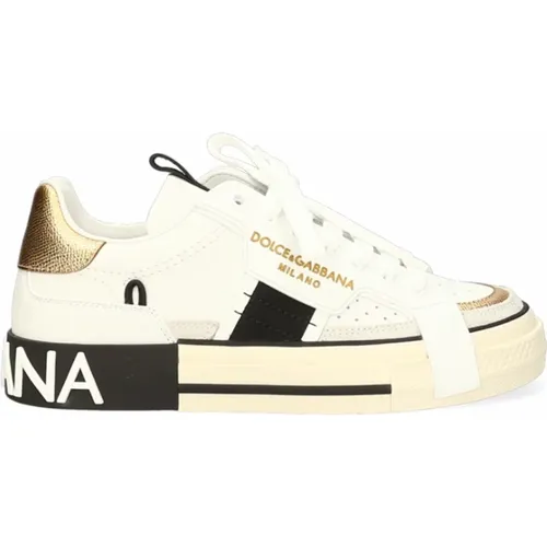 Luxury & Gold Leather Sneakers , male, Sizes: 11 UK, 10 1/2 UK, 6 1/2 UK, 9 1/2 UK - Dolce & Gabbana - Modalova