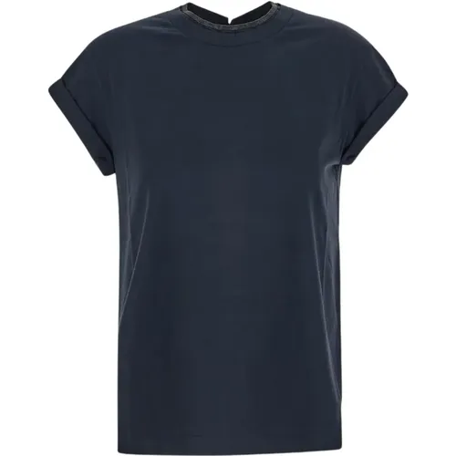 Baumwoll T-Shirt , Damen, Größe: L - BRUNELLO CUCINELLI - Modalova