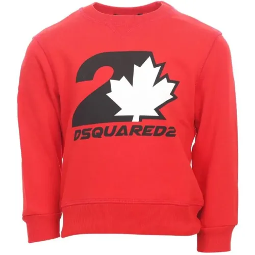 Roter Crew Neck Sweatshirt mit Logo-Druck - Dsquared2 - Modalova