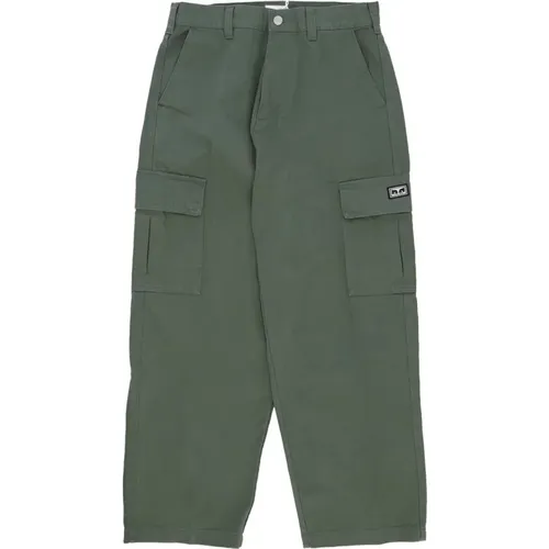 Baggy Twill Cargo Pants Laurel Wreath , male, Sizes: W36, W30, W32, W34 - Obey - Modalova