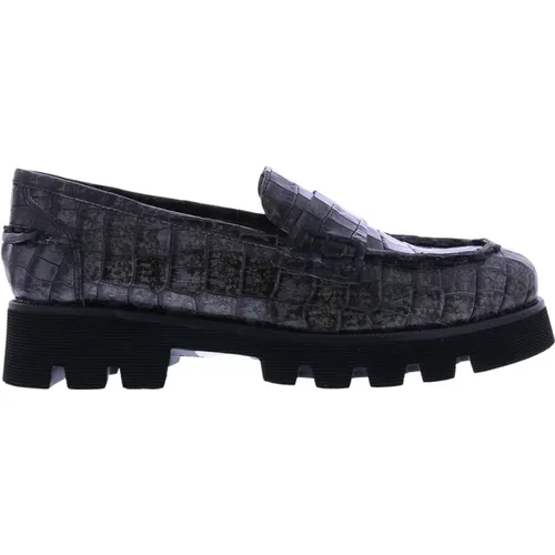 Grauer Croco Lack Loafer , Damen, Größe: 40 EU - Pons Quintana - Modalova