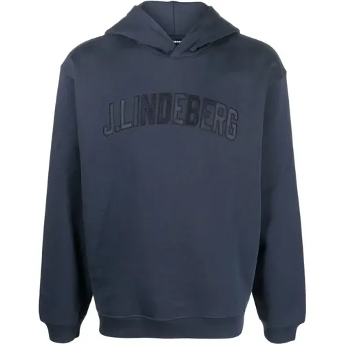 Blaue Logo Hoodie Pullover Casual Stil , Herren, Größe: L - J.LINDEBERG - Modalova