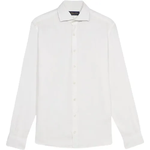 Weiße Leinen-Casual-Hemd , Herren, Größe: L - Brooks Brothers - Modalova