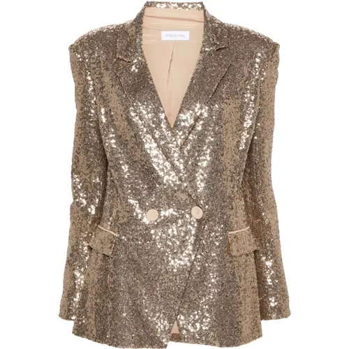 Golden Sequin Blazer Jacket , female, Sizes: S, M, XS - PATRIZIA PEPE - Modalova