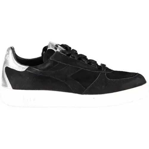 Elegante Schwarze Ledersneakers mit Details , Damen, Größe: 36 EU - Diadora - Modalova