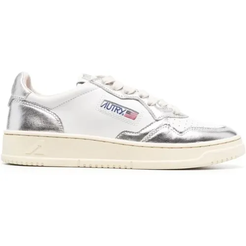 Silberne Low-Top Sneakers , Damen, Größe: 39 EU - Autry - Modalova