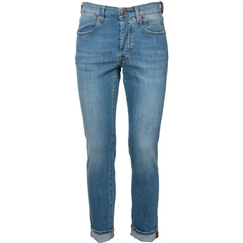 Slim Fit Cotton Jeans with Zipper , male, Sizes: W35, W32, W34, W33 - Siviglia - Modalova