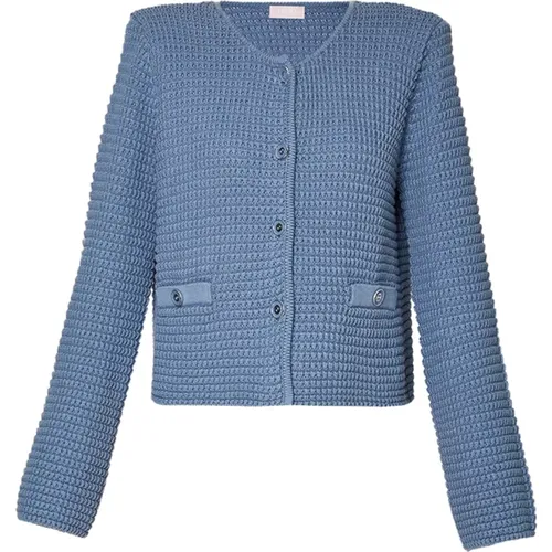 Blauer Strick-Cardigan mit Eleganten Details , Damen, Größe: XS - Liu Jo - Modalova