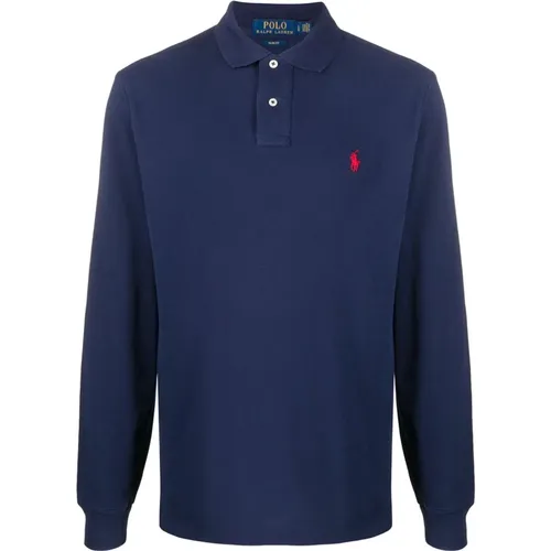 Blau Baumwoll-Poloshirt mit Rotem Logo , Herren, Größe: 2XL - Polo Ralph Lauren - Modalova