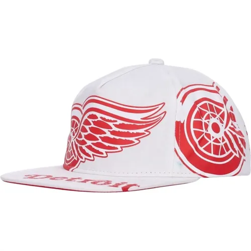 Detroit Red Wings Flat Brim Cap , male, Sizes: ONE SIZE - Mitchell & Ness - Modalova