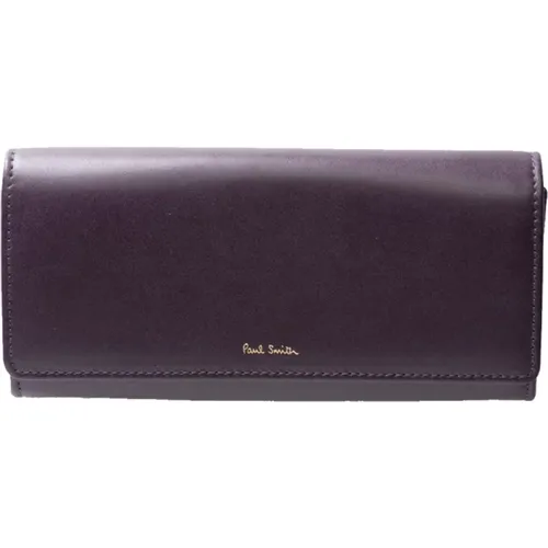 Burgundy Leather Trifold Wallet , female, Sizes: ONE SIZE - Paul Smith - Modalova