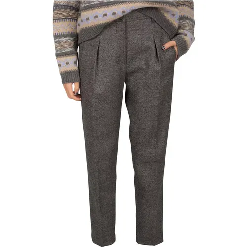 Flannel High-Waisted Sporty Pants , female, Sizes: S - BRUNELLO CUCINELLI - Modalova