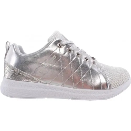 Silberne Glitzer Sneakers , Damen, Größe: 38 EU - Plein Sport - Modalova