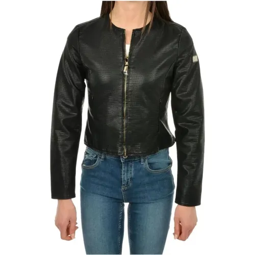 Women Faux Leather Jacket with Pleated Insert , female, Sizes: M, L - YES ZEE - Modalova