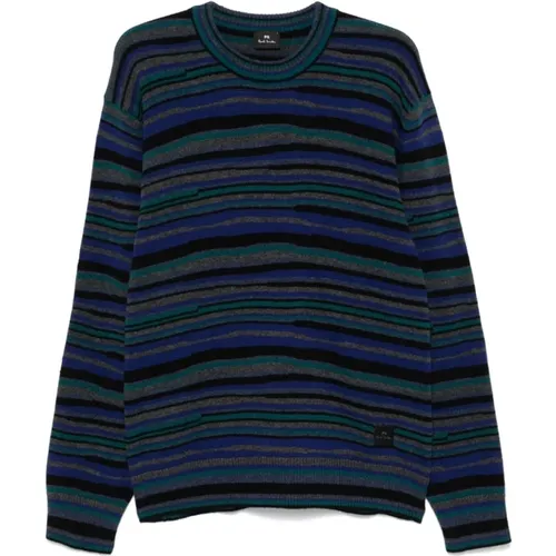 Striped Crew Neck Sweater Blue , male, Sizes: XL, S, M, L, 2XL - Paul Smith - Modalova