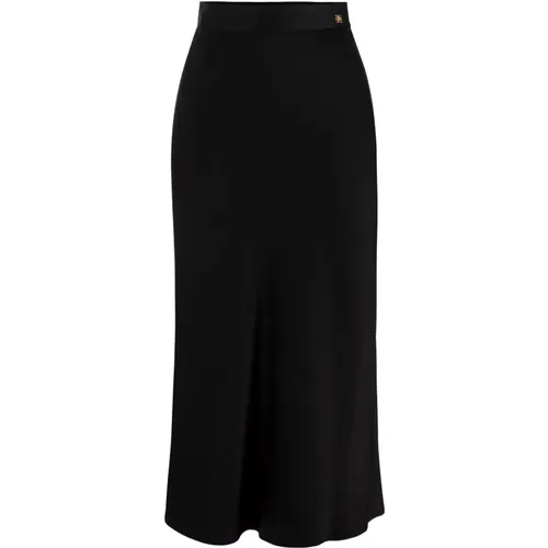 Fluid Satin Midi Skirt , female, Sizes: S - Elisabetta Franchi - Modalova
