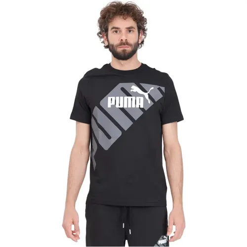 Grafik Tee Schwarzes T-Shirt , Herren, Größe: XL - Puma - Modalova