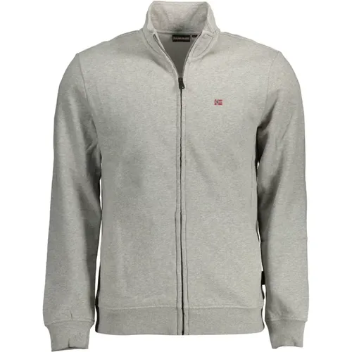 Hooded Zip Sweatshirt Grey Long Sleeve , male, Sizes: 2XL, M, L, S, 3XL, XL - Napapijri - Modalova