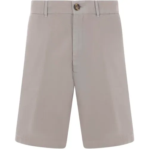 Graue Baumwoll-Gabardine-Shorts , Herren, Größe: M - BRUNELLO CUCINELLI - Modalova